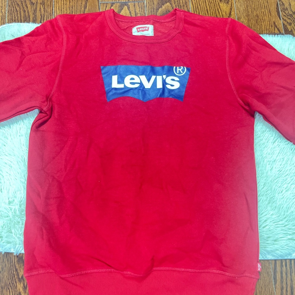 Levi's Bold Red Crewneck with Blue Logo